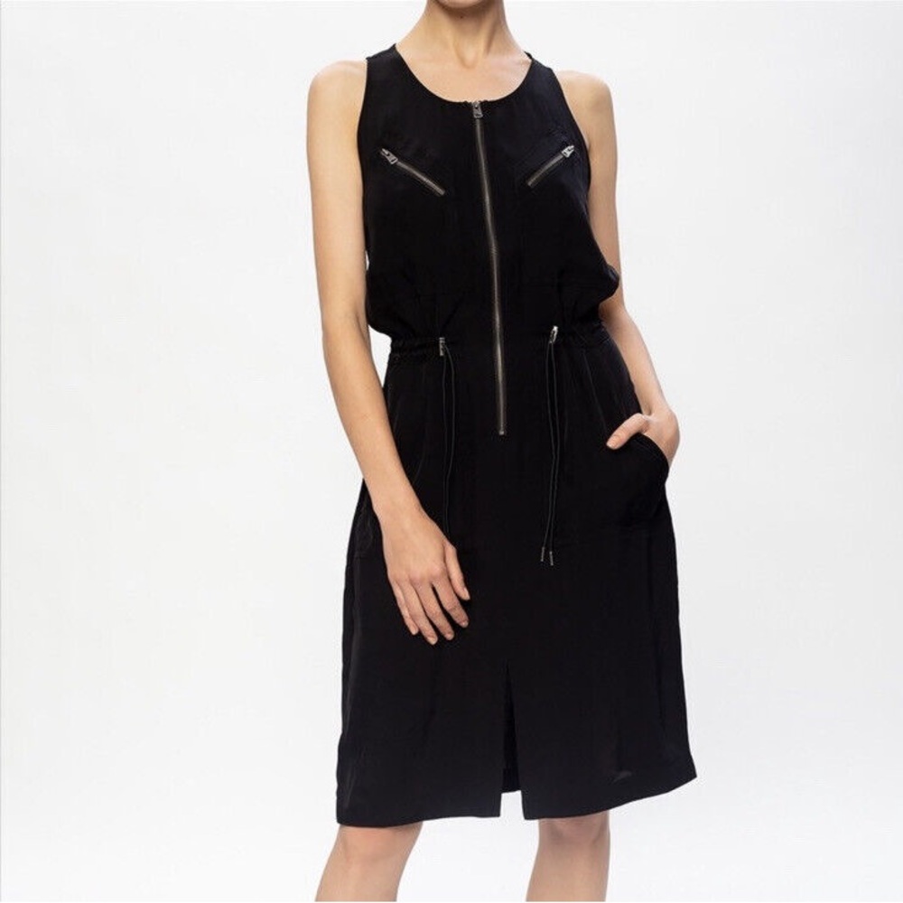 NWOT All Saints Black Vola Zip Dress